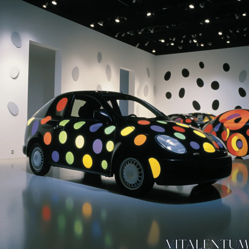 Captivating Abstract Image: Car in a Polka Dot Room with Abstract Polka Dots AI Image