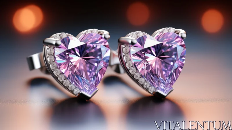 Exquisite Heart-Shaped Diamond Earrings in White Gold AI Image