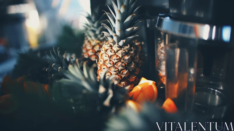 Exquisite Pineapple and Orange Close-up AI Image