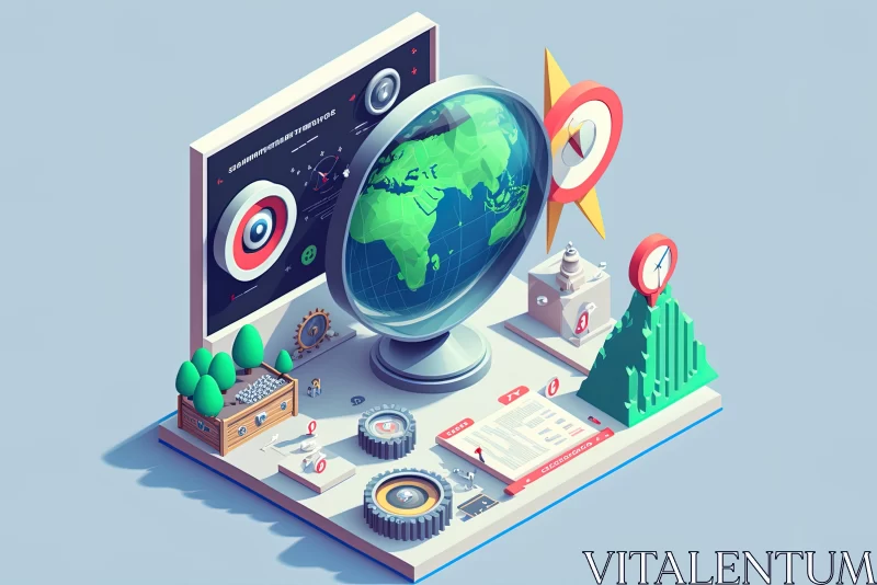Immersive Isometric Illustration of Information Technology | Contemporary Graphic Design AI Image