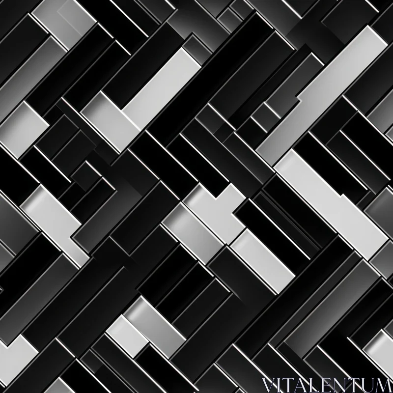 Monochrome Geometric Herringbone Pattern AI Image