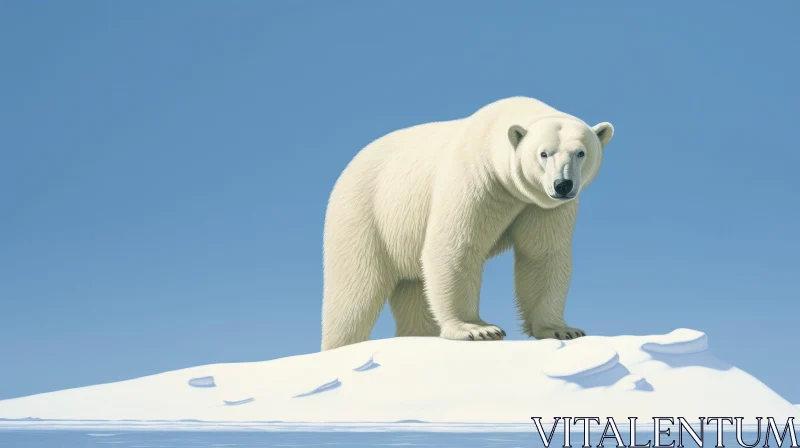 Polar Bear Painting on Ice Floe - Wildlife Artwork AI Image