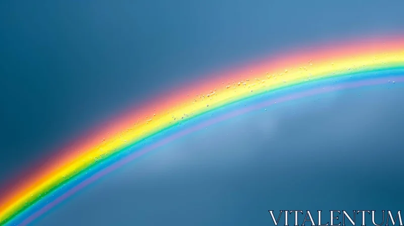 Rainbow on Blue Background - Colorful Nature Image AI Image