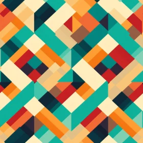 Teal Red Orange Geometric Pattern