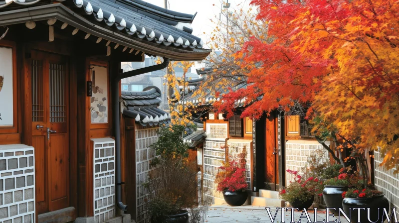 Traditional Korean House in Bukchon Hanok Village - Serene Architecture AI Image