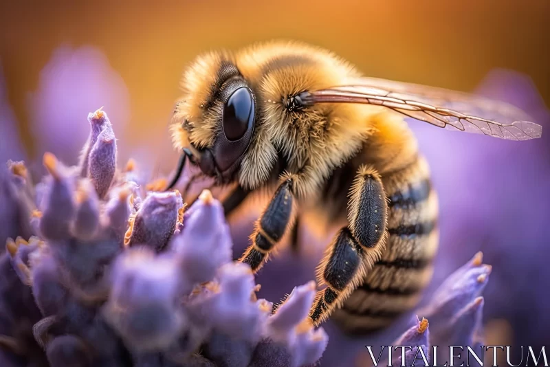 Bee on Lavender Flower: A Captivating Natural Moment AI Image