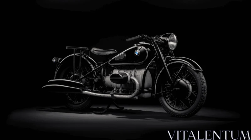 Captivating Vintage-Inspired BMW Motorcycle in the Dark AI Image