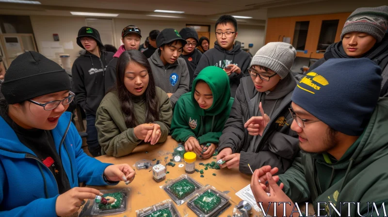 High School Students Engaged in Science Lab Project AI Image