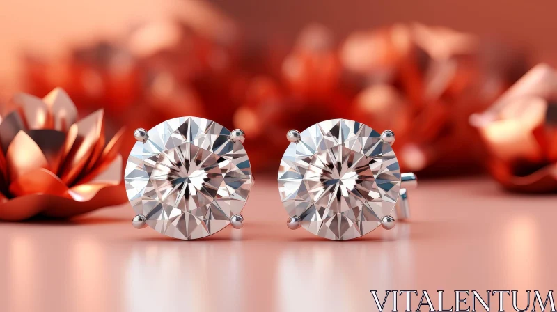 Luxurious Diamond Stud Earrings in White Gold AI Image