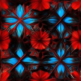 Red and Blue Intricate Kaleidoscope Pattern