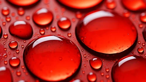 Red Water Drops on Red Background