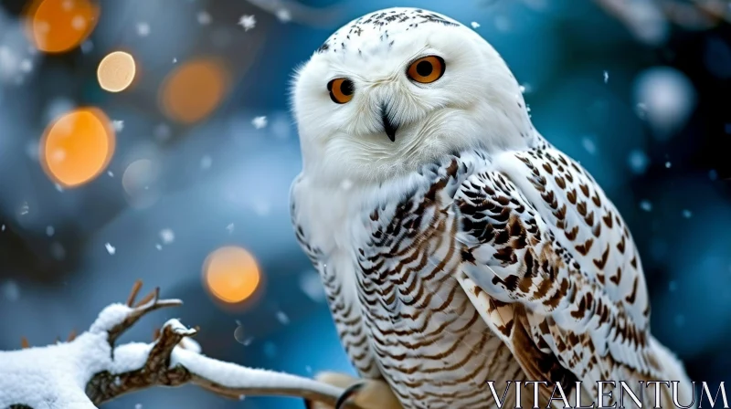 Snowy Owl in Winter Forest - Majestic Wildlife Photography AI Image