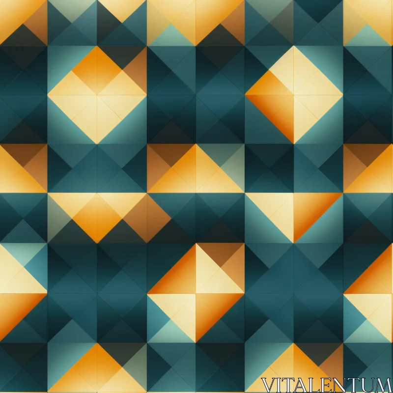 AI ART Subtle Teal Orange Yellow Geometric Pattern