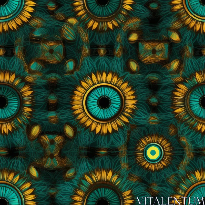 Sunflower Seamless Pattern for Home Decor AI Image