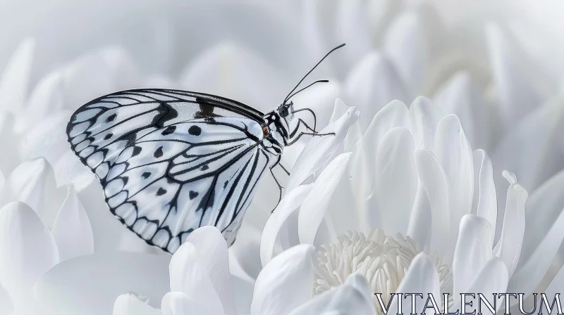 White Butterfly on Flower - Ethereal Nature Image AI Image