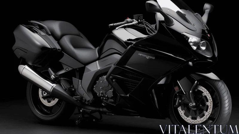Black Motorcycle on Dark Background | Serene and Elegant AI Image