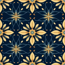 Blue and Yellow Floral Tiles Pattern - Moroccan Design