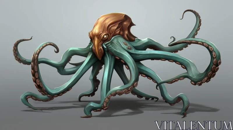 Enigmatic Octopus-Like Creature Digital Painting AI Image