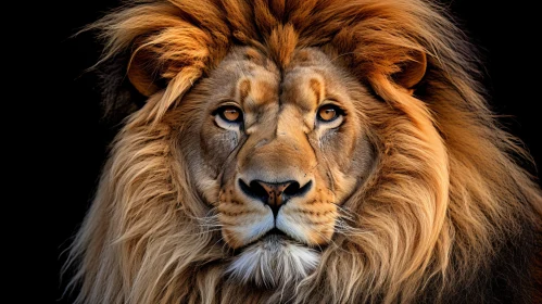 Intense Lion Portrait in Close-up Angle