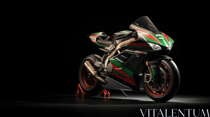 AI ART Motorbike Art in Light Gold and Emerald | Precision Engineering