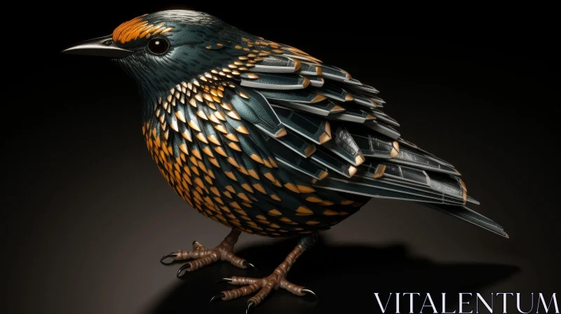AI ART Realistic Bird 3D Rendering on Branch