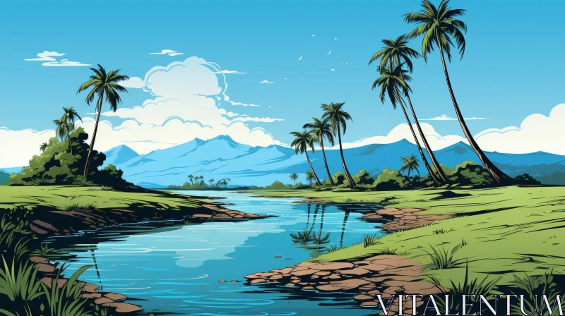 Tropical Island Landscape - Nature's Beauty Captured AI Image