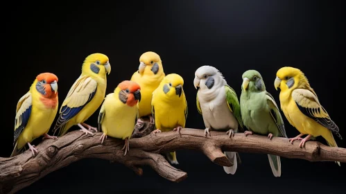 Colorful Parrots Sitting on Branch - Wildlife Photography