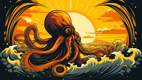 Dark Moody Octopus Digital Painting