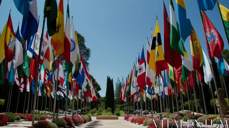 Flags Walkway: A Stunning Display of International Unity AI Image