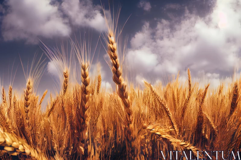 Golden Wheat in Open Field: A Stunning Photo-realistic Composition AI Image