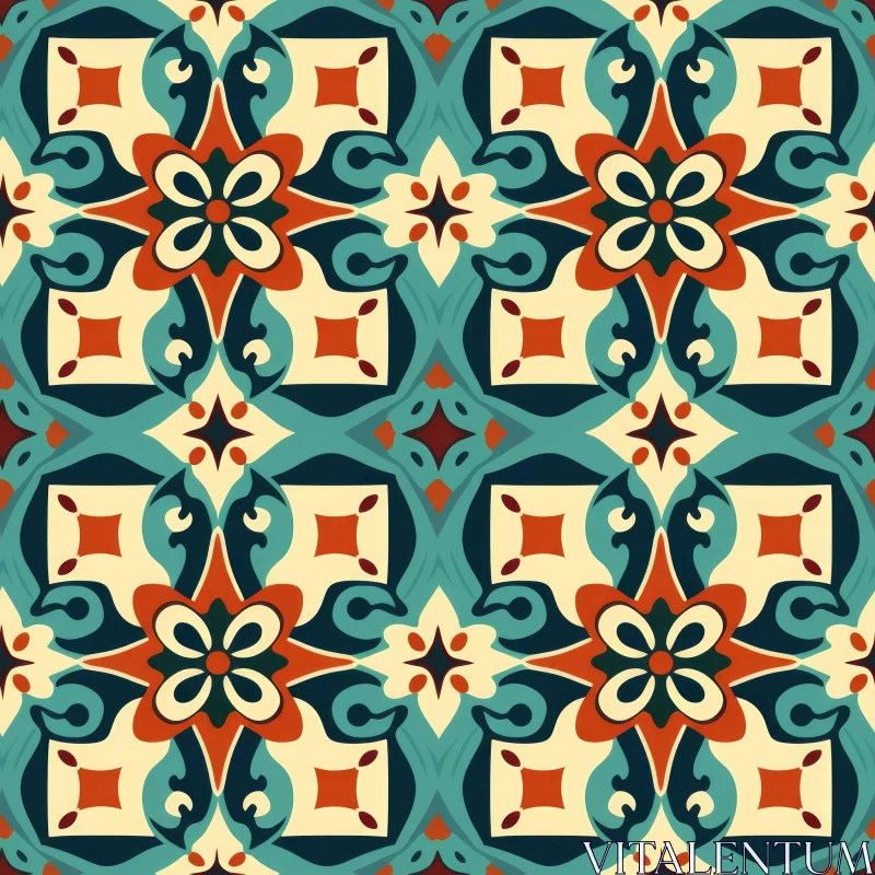 Intricate Moroccan Tiles Pattern - Colorful Geometric Design AI Image