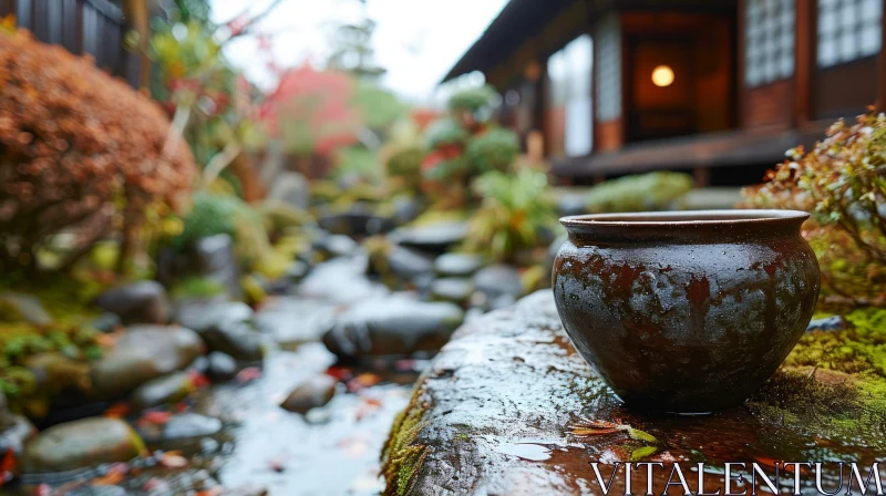 Serene Japanese Garden with Tea House: A Tranquil Oasis AI Image