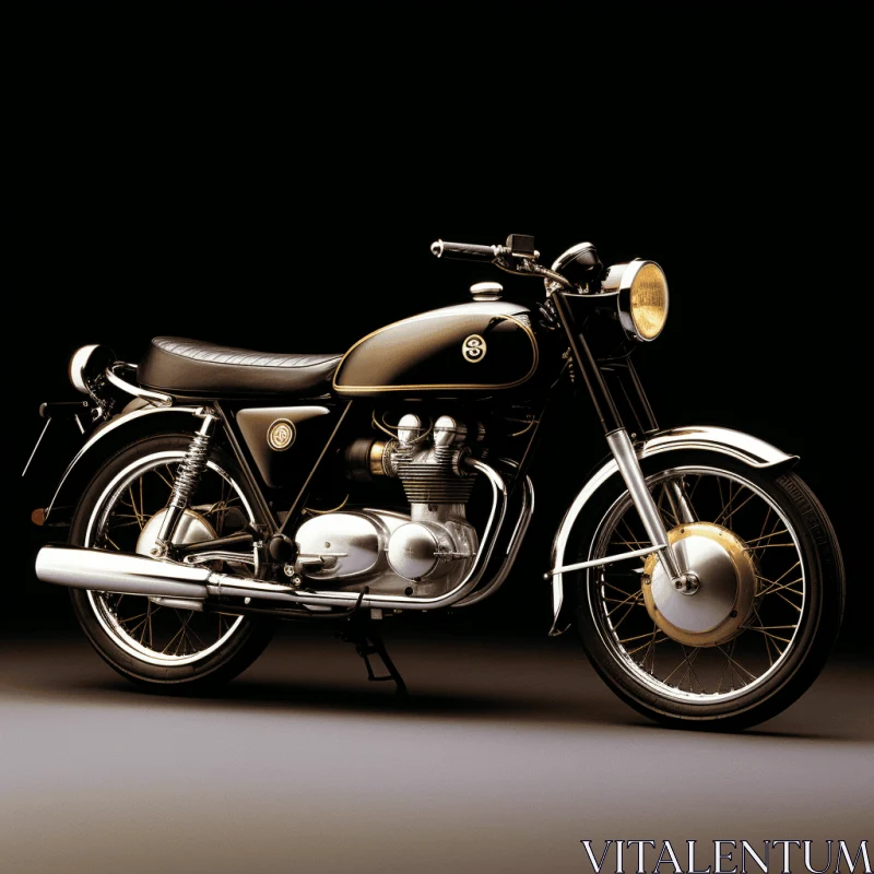Sleek and Stylish Classic Motorcycle on Black Background AI Image