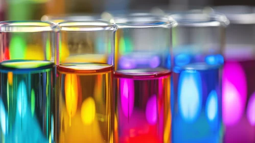 Colorful Test Tubes: Captivating Rainbow of Colored Liquids