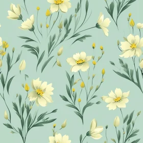 Elegant Floral Pattern on Light Blue Background