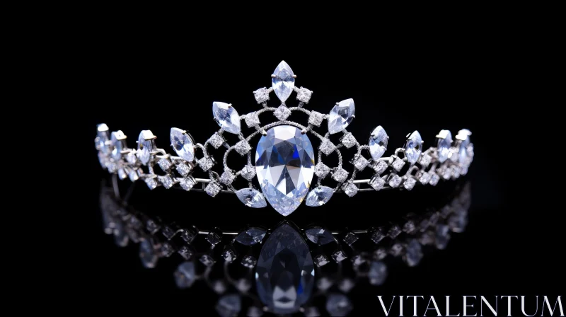 AI ART Elegant Silver Tiara with Clear Gemstones
