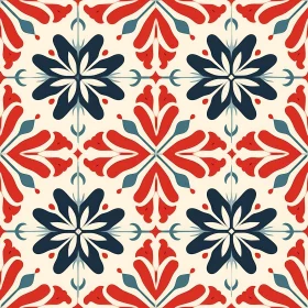 Hand-Painted Floral Tiles Pattern Inspired by Portuguese Azulejos