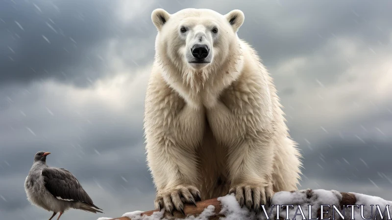 AI ART Majestic Polar Bear in Snowy Landscape
