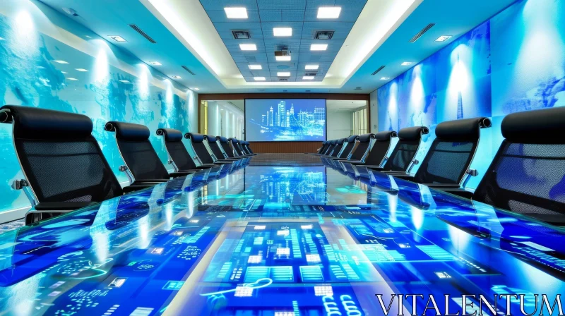 Sophisticated Boardroom with Touchscreen Display | Professional Atmosphere AI Image