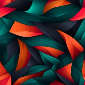 Teal, Orange, Black Abstract Curved Shapes