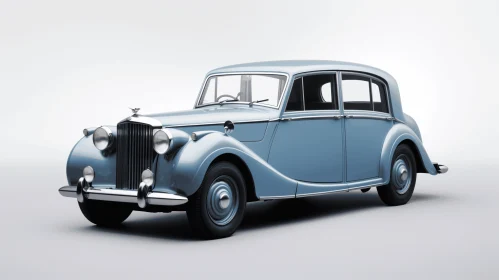 Vintage Blue Car on Grey Background - Opulent and Elegant