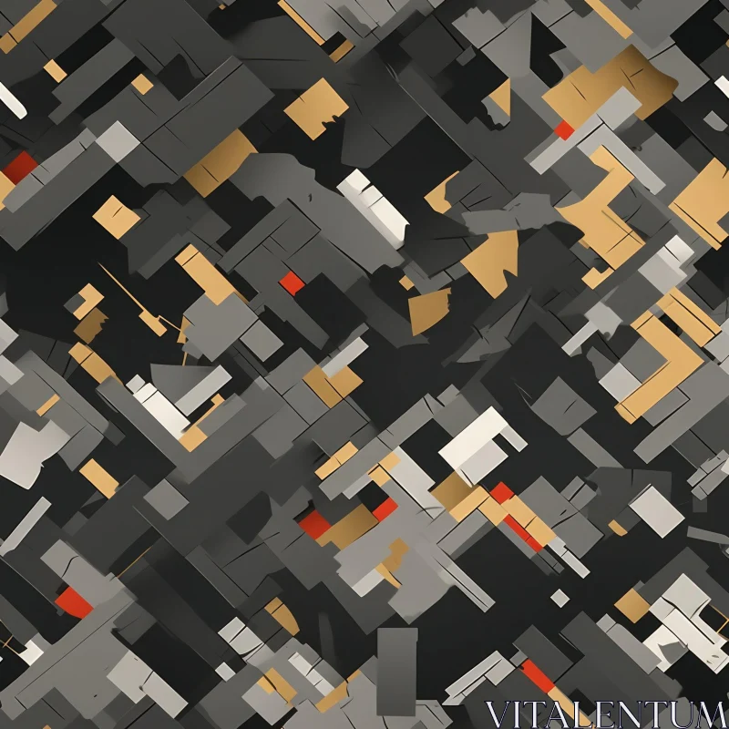 Dark Geometric Abstract Pattern with Red Accents AI Image