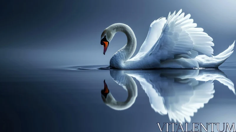 Majestic Swan Reflection in Water AI Image