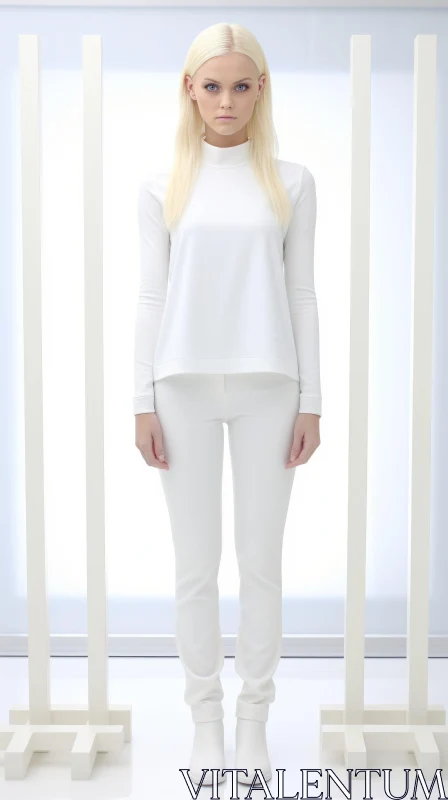 White-Fashion Blonde Woman Portrait AI Image