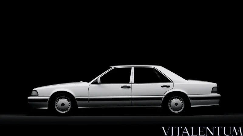Captivating Neo-Classical White Car on Black Background AI Image