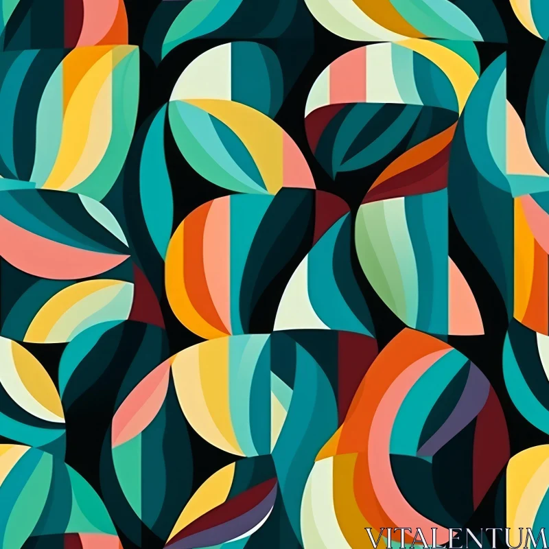 AI ART Colorful Abstract Pattern with Curved Shapes