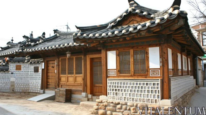 Enchanting Traditional Korean House with Tiled Roof AI Image