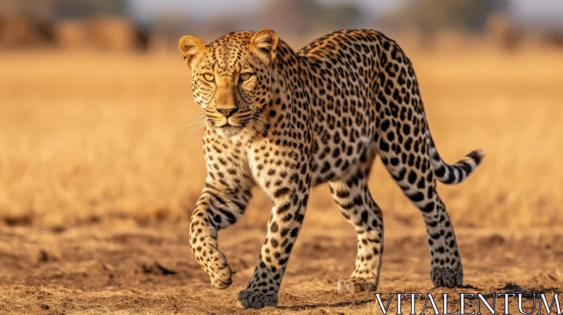Golden Leopard in Savanna AI Image