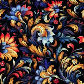 Intricate Floral Pattern on Black Background