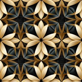 Luxurious 3D Gold and Black Flower Petal Pattern